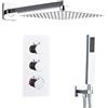 SaniteModar Set Doccia Incasso Termostatico Cromo, Miscelatore Doccia Incasso con 30x30cm Soffione, kit Doccia Incasso con Doccetta