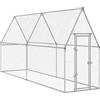 vidaXL Gabbia per polli argento 400x100x190 cm Acciaio zincato