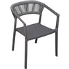 Moia Greenwood Poltrona Sedia Lione in Polipropilene con Corda Antracite - Sedia Outdoor Impilabile Resistente UV