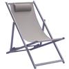 Moia Greenwood Sdraio Mare in Alluminio e Textilene Tortora - Lettino Spiaggia Regolabile Design Moderno