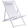 Moia Greenwood Sdraio Mare in Alluminio Bianco e Textilene Ecrù - Lettino Spiaggia Regolabile Design Moderno