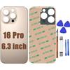 Peixiong Wüstste Titan-16-Pro - Cover posteriore in vetro per iPhone 16 Pro da 6,3, con grande foro, coperchio posteriore in vetro come pezzo di ricambio con kit di strumenti di riparazione