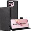 Effcotuo Custodia per Xiaomi Realme 16 Pro Plus/16 Pro+ 5G Cover, Copertura Protettiva in Pelle PU Premium, Pieghevole, Aspirazione Magnetica, Prevenzione Delle Cadute, Carta Fessura - Nero