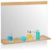 Relaxdays Specchio da Bagno con Mensola da Parete, Specchiera Rettangolare con Ripiano, HLP: 68,5x90 cm, bambù, Naturale