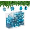 Relaxdays Palline di Natale, Set 100 Addobbi Natalizi, Palle Opache, Lucide, Glitter, 10 Design, Plastica, Blu Petrolio