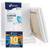 Artkey Tela allungata per pittura 20 x 25 cm, 10 pezzi, 300 g/m² Tripla Primed Senza Acidi 100% Cotone Tele per Arte Bianche per Acrilici Versare Pittura ad Acquerello ad Olio
