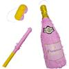 Relaxdays Pinata Flacone di Spumante, da Appendere, Compleanno, da Riempire, con Bastone