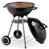 Relaxdays Barbecue a Sfera con Coperchio, Ø 44 cm, Grill a Carbonella da Esterno, 2 Ruote e Vassoio Raccoglicenere, Nero