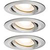 Paulmann 92900 Led Nova Faretto da Incasso Rotondo, Ip65, 7 W, Set Completo di 3 Lampadine Gu10 In Ferro, Orientabili, In Alluminio Spazzolato, 7 W