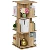 Relaxdays Libreria Girevole, 3 Ripiani Effetto Legno, Scaffale Porta Libri e CD, 95x39x39 cm, Torre Rotante, Naturale