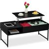 Relaxdays Tavolino da Salotto Contenitore, Tavolo Basso da caffè con Scomparto Portaoggetti, HLP: 45x110x50 cm, Nero