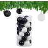 Relaxdays Palline di Natale, Set da 30 Palle Albero, Addobbi Natalizi, D: 6 cm, in Plastica Infrangibile, Nero Bianco