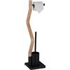 Relaxdays Piantana Portarotolo e Scovolino, Portascopino, WC, Bagno, Acciaio e MDF, HLP 75x18,5x18,5 cm, Nero Naturale