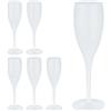 Relaxdays Flute in Plastica, Set da 6 Calici da Spumante, Bicchieri Riutilizzabili, Senza BPA, 100 ml, Prosecco, Bianco