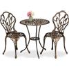 Relaxdays Set da Bistrot da 3, Tavolino da Giardino, 2 Sedie da Balcone, in Alluminio Stile Ferro Battuto, Nero Bronzo