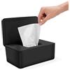 Elalove Scatola porta salviette umidificate, con Coperchio Sigillato, Dispenser per Salviettine Umidificate, Scatola di Salviette Umidificate per Bagno, Cucina o Cameretta, Nero