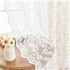 FOLKSIDE Tende in pizzo bianco, lunghe 213 cm, 2 pannelli, motivo cachemire occidentale, per soggiorno, camera da letto, stile vittoriano, shabby chic, con tasca per asta, per filtrare la luce, tende
