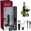 EBUYFIRE Cavatappi Elettrico, Set Apribottiglie Professionale Vino 4 In 1 con Linea di Ricarica USB, Tagliapasta Stagnola, Tappo del Vino di Vuoto, Versatore (Nero)