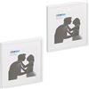 Relaxdays Set da 2 Cornici Portafoto, 38,5 x 38,5 cm, Porta Foto con Passpartout, Quadrate, da Muro e Tavolo, Bianco