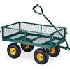 Relaxdays Carrello a Mano, Pratico Carretto per Giardino, Trasporto Carichi, Sponde Pieghevoli, Max. 200kg, Verde Giallo