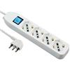 Electraline 62069 Multipresa 4 posti polivalenti (schuko + 10/16A) con interruttore - cavo 1,5 m bianco