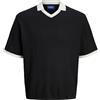 JACK & JONES Jorgramercy Knit S Retro Polo, Nero, XL