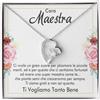 Bramart Collana Donna Maestra Regalo Insegnante Argento Idee Regali per lei Dedica Natale Fine anno scuola - Cofanetto con DEDICA incluso (Argento - Cara Maestra)