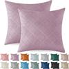 Ystyle Federe Cuscini di Natale 60x60 2 Pezzi, Arredo Divano Copricuscini in Velluto Camera da Letto Federe Arredo Casa Moderni Elegante Morbido Resistente con Cerniera Invisibile, Viola Chiaro