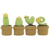 YANGSHINE 4 pezzi di mini piante grasse in vaso, fiori all'uncinetto fatti a mano, fiori di cactus lavorati a maglia per casa, ufficio, auto, cruscotto, decorazione, colore #13
