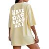 TUANMOZI Maglietta da donna in cotone, a maniche corte, oversize, maglietta estiva, scollo rotondo, con stampa, casual, a tunica, per adolescenti, cachi, M