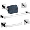 Turs Set Di 5 Accessori Da Bagno In Acciaio Inox Opaco Nero E Oro Spazzolato Porta Asciugamani Porta Asciugamani E 2 Ganci Per Asciugamani, Montaggio A Parete In Acciaio Inox(argento Brillante)