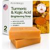 PLANTIFIQUE Sapone Esfoliante Curcuma Scrub Viso e Corpo | Saponette Profumate Detergente Solida Donna e Uomo | Turmeric & Kojic Acid Peeling Soap | 2 Pezzi