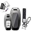 Ysbxitu Chiave auto di protezione Keyless Go adatta per Audi A6 C8 A4 B9 A3 8Y Q7 A4 Q8 S5 4F 4M Avant S Line Etron Car Keychain in fibra di carbonio Texture TPU Portachiavi E Nero