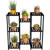 Relaxdays Scaffale Portapiante a 8 Ripiani, Supporto per Vasi Fiori, Scala per Piante HLP: 81x80x28,5 cm, Metallo, Nero