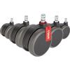 hjh OFFICE 619019 Set di 5 rotelle ROLO NO-NOISE Nero 11mm x 75mm Rotelle per sedie girevoli per pavimenti duri