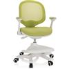 HJH Office 736414 Sedia per bambini KID ERGO tessuto/tessuto di maglia Verde, Pratico poggiapiedi regolabile in altezza, girevole