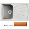 ELLECI LIVING 300 Lavello da Cucina 1 Vasca + Gocciolatoio ad Incasso 79x50 cm Sintek Terra di Francia