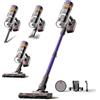 LEFANT V1 Aspirapolvere a batteria con filtro a 5 livelli, anallergico, spazzola anti capo/display a LED, autoportante, stazione di ricarica da parete fino a 50 minuti, ideale per pavimenti duri