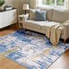 INOVADAY 120x180 cm Tappeto Lavabile in Lavatrice Tappeti Moderno Astratto Blu/Oro