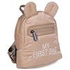 CHILDHOME, Zaino per bambini, scuola, asilo nido, due scomparti, borsa per il pranzo/bottiglia, fibbia di sicurezza rimovibile, idrorepellente, My first bag, beige trapuntato
