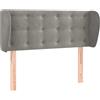 vidaXL Testiera con orecchie Grigio chiaro 83x23x78/88 cm Velluto