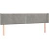 vidaXL Testiera con orecchie Grigio chiaro 203x16x78/88 cm Velluto