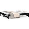vidaXL Letto da giorno allungabile nero 2x(100x200) cm in legno di pino massiccio