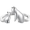 Qings Anello Donna Gatto Regolabile Argento 925 Anello Aperto Animale con Scintilla di Zirconio Cubico Simpatici Gioielli a Forma di Gatto Regalo per gli Amanti dei Gatti