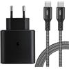 KAIMENGLONG Caricatore Rapido USB C da 45 W con Cavo USB-C in Nylon da 2 m per Samsung Galaxy S25/S24/S23/S22/S21 Ultra S20FE Note 20 Note 10+ A55 A72 A71 Galaxy Tab S7, S8, S9, S10 Ultra