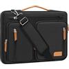 MOSISO Borsa Tracolla Protettiva 360 Laptop, 15-15.6 Pollici Borse Computer Compatibili con Macbook Pro 16,HP,Dell,Lenovo,Notebook, Borsa Tracolla con Side Open,5 Tasche Accessori&Cintura, Nero