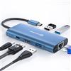 UtechSmart Hub USB C, UtechSmart 6 in 1 adattatore da USB C a HDMI con 1000M Ethernet, porta di ricarica PD 100W, adattatore a 3 porte USB 3.0 compatibile con MacBook Pro, Chromebook e dispositivi USB C (blu)