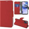N NEWTOP Cover Compatibile con Realme C35, HQ Lateral Custodia Libro Flip Chiusura Magnetica Portafoglio Simil Pelle Stand (Rosso)