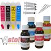 KIT 4 CARTUCCE AUTORESETTANTI RICARICABILI EPSON T0711 T0712 T0713 T0714 (T0715) + FLACONI INCHIOSTRO DA 100ML + 4 SIRINGHE - NO-NAME