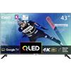 CHIQ Smart TV U43QM8G 43 pollici, UHD QLED con HDR, senza cornice e metallo, Google TV, Dolby Audio, sintonizzatore triplo, Wi-FI 2.4G/5G, Google Assistant, HDMI 2.1, USB2.0